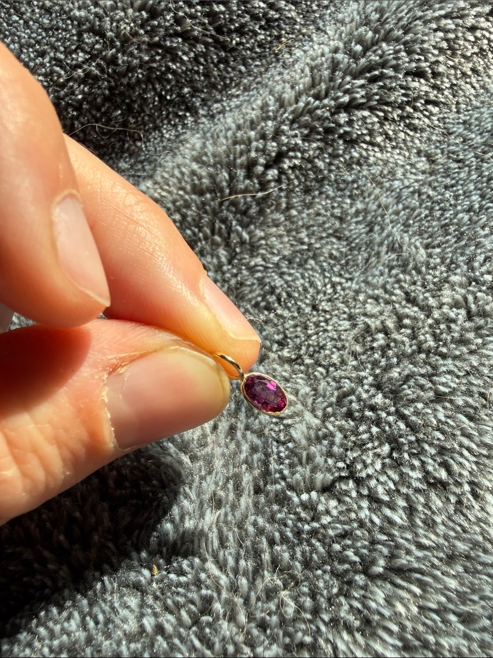 Double Rhodolite Oval Cut Charm in Yellow 14k Gold from Thanks Dad!